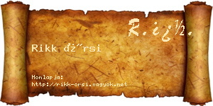 Rikk Örsi névjegykártya